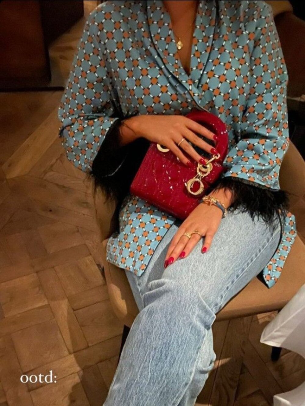 Zara Blue Print Wrap Belted Blouse Top Shirt with Feather Cuffs